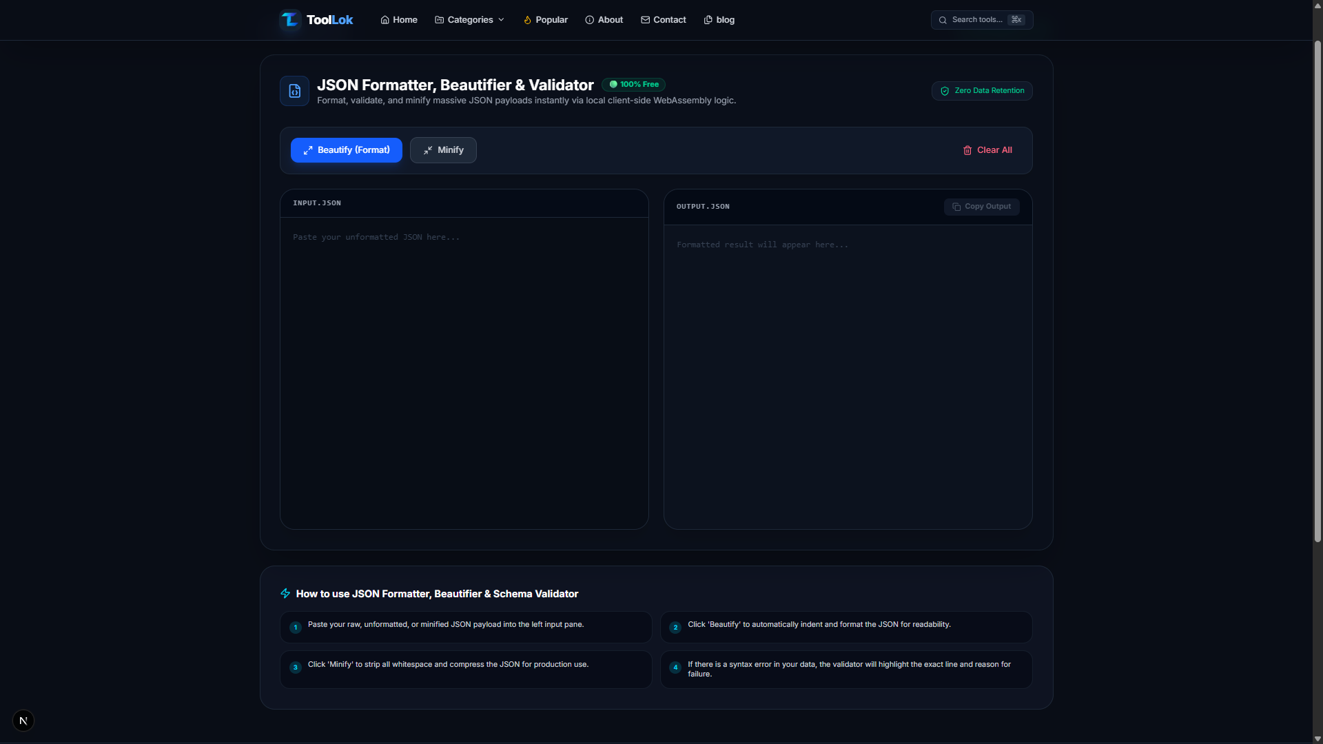 JSON Formatter, Beautifier & Validator – Free Online JSON Formatter Tool